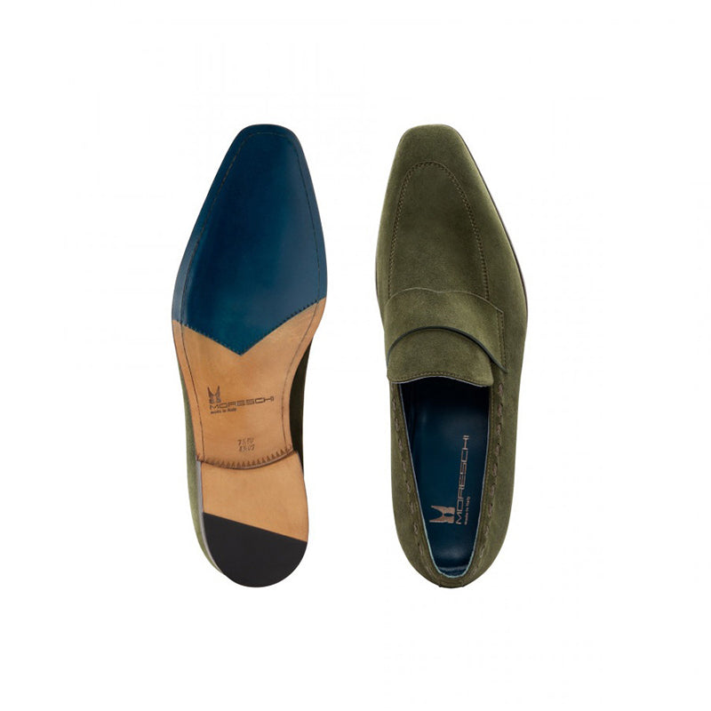 Moreschi 043122A Suede Loafer Shoes Dark Green
