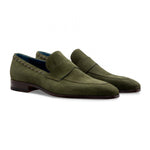 Moreschi 043122A Suede Loafer Shoes Dark Green