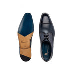 Moreschi 043125B Calfskin Derby Shoes Dark Blue