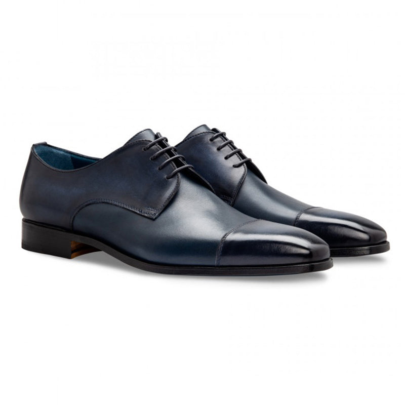 Moreschi 043125B Calfskin Derby Shoes Dark Blue