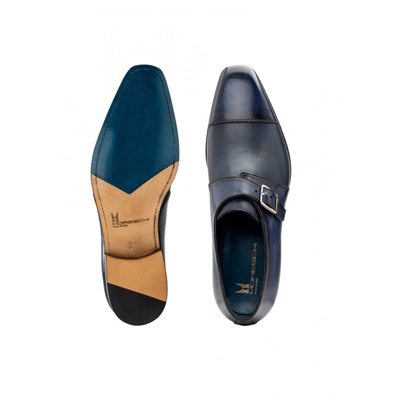 Moreschi 043126 Calfskin Monk Shoes Dark Blue