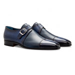 Moreschi 043126 Calfskin Monk Shoes Dark Blue