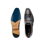 Moreschi 043126A Calfskin Monk Shoes Dark Grey