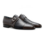 Moreschi 043126A Calfskin Monk Shoes Dark Grey