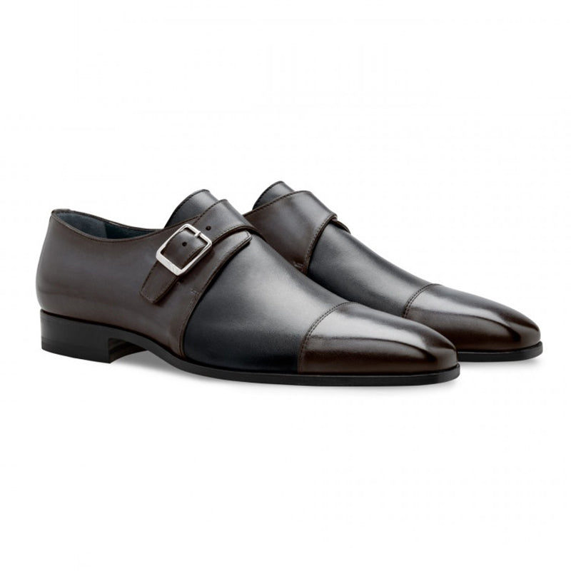 Moreschi 043126A Calfskin Monk Shoes Dark Grey