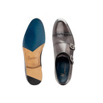 Moreschi 043130A Calfskin Monk Shoes Dark Grey