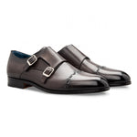 Moreschi 043130A Calfskin Monk Shoes Dark Grey