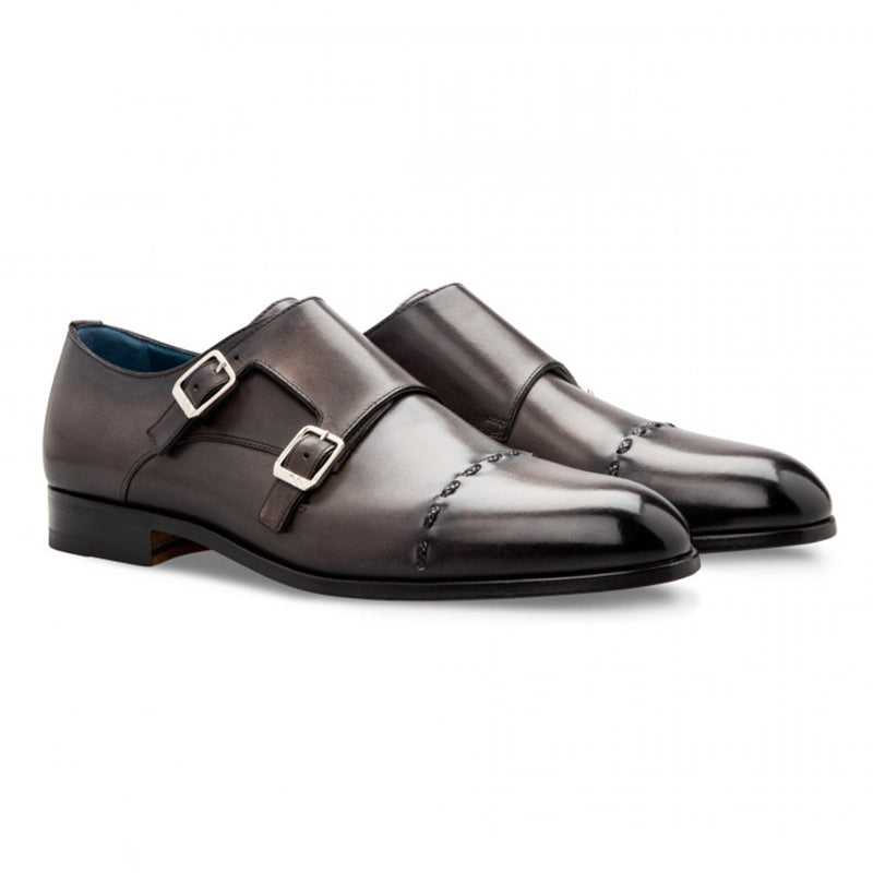 Moreschi 043130A Calfskin Monk Shoes Dark Grey