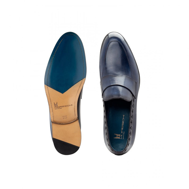 Moreschi 043131 Calfskin Loafer Shoes Dark Blue