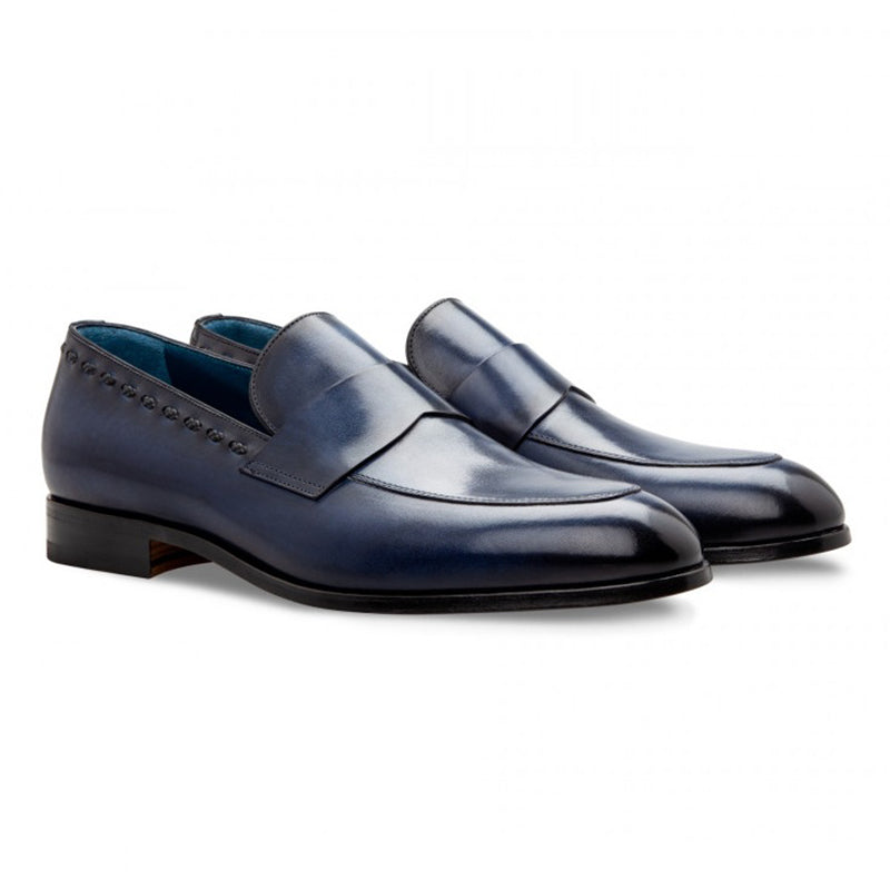 Moreschi 043131 Calfskin Loafer Shoes Dark Blue