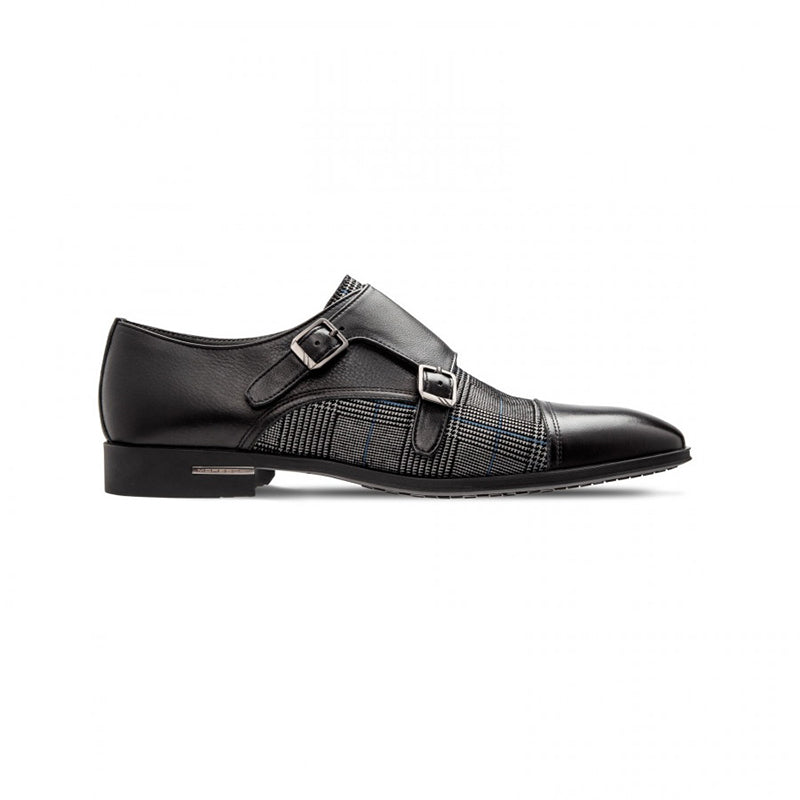 Moreschi 043137 Calfskin and Suede Monk Shoes Black