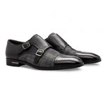Moreschi 043137 Calfskin and Suede Monk Shoes Black