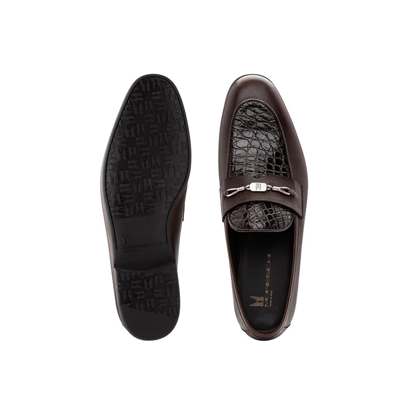 Moreschi 043160-MS Calfskin & Leather Loafer Shoes Brown