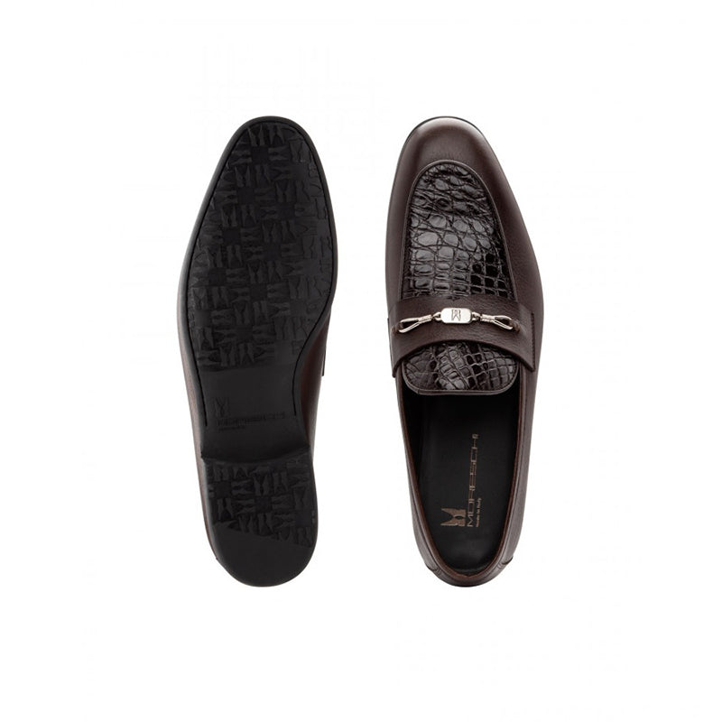 Moreschi 043160 MS Alligator & Calfskin Loafers Dark Brown