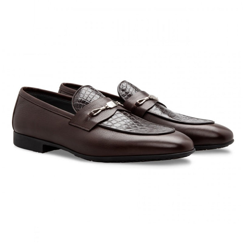 Moreschi 043160 MS Alligator & Calfskin Loafers Dark Brown