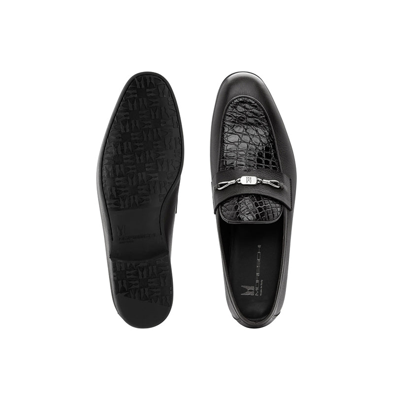 Moreschi 043160-NE Alligator & Calfskin Loafers Black
