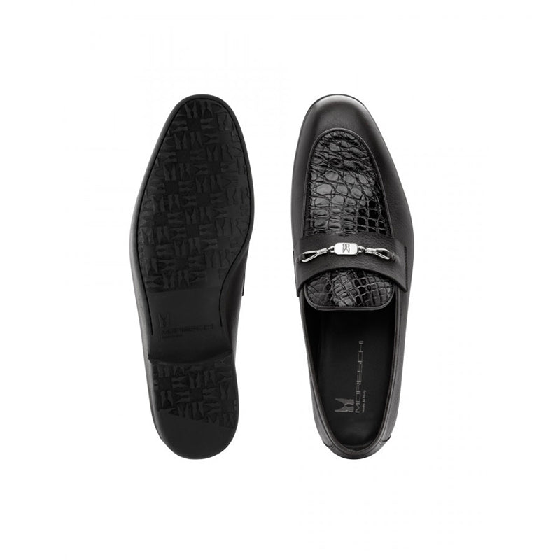 Moreschi 043160 NE Alligator & Calfskin Loafers Black