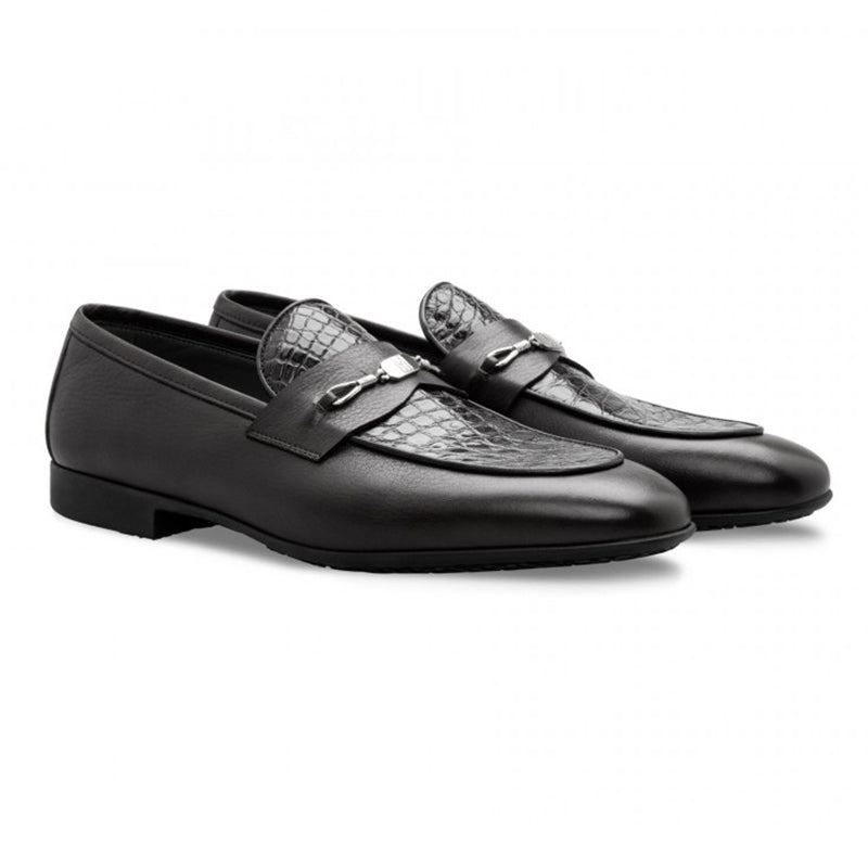 Moreschi 043160 NE Alligator & Calfskin Loafers Black