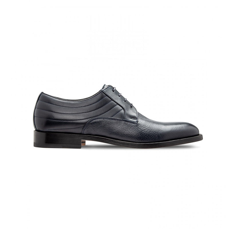 Moreschi 043190 Deerskin and Calfskin Derby Shoes Dark Blue