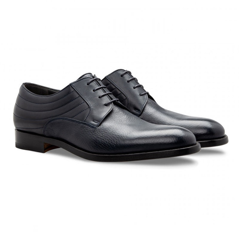 Moreschi 043190 Deerskin and Calfskin Derby Shoes Dark Blue