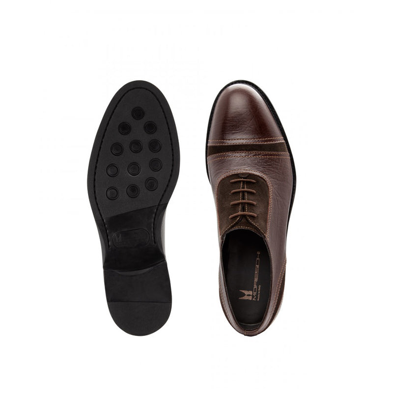Moreschi 043193 Calfskin and Suede Oxford Dark Brown