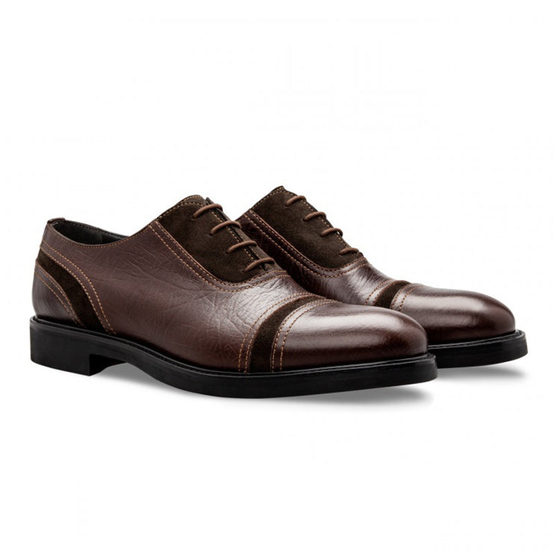 Moreschi 043193 Calfskin and Suede Oxford Dark Brown