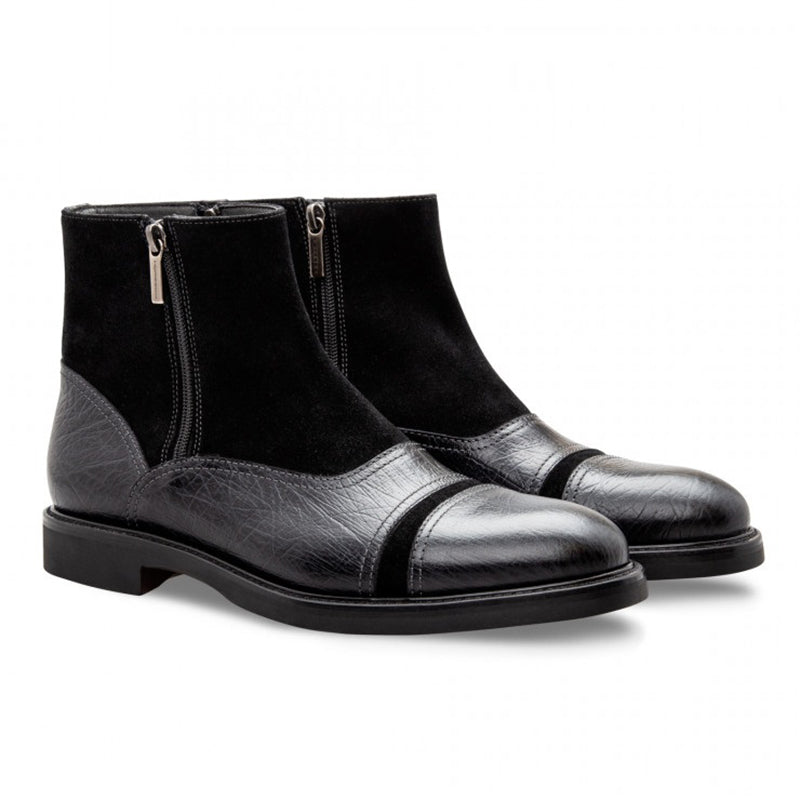 Moreschi 043196 Calfskin and Suede Boots Black