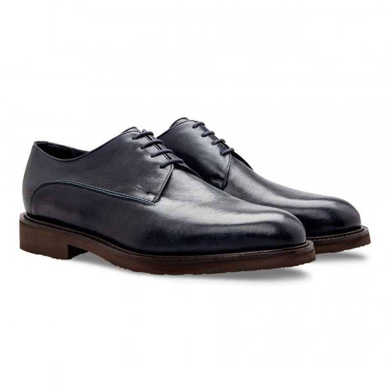 Moreschi 043198A Goatskin Derby Shoes Dark Blue