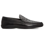 Moreschi 043591B Ostrich & Calfskin Loafers Black