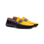 Moreschi 043705A-BS Leather Driving Shoes Blue / Yellow