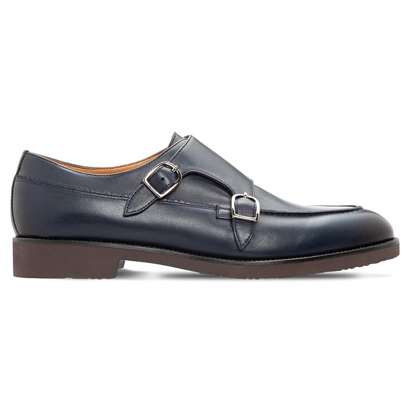 Moreschi 043752A Calfskin Monkstrap Shoes Antique Blue