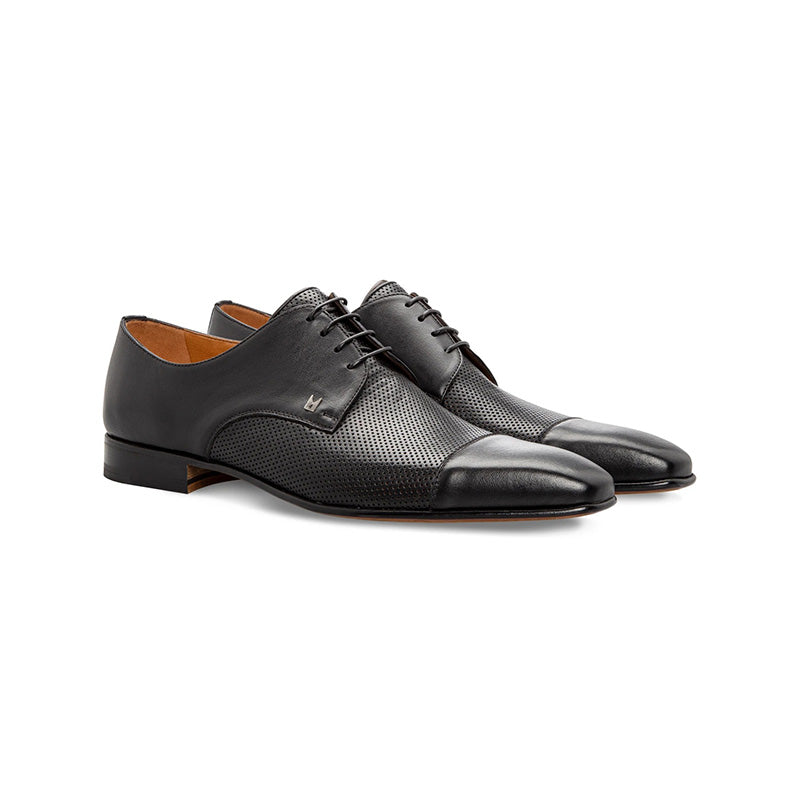 Moreschi 043764 Perforated Calfskin Derby Black