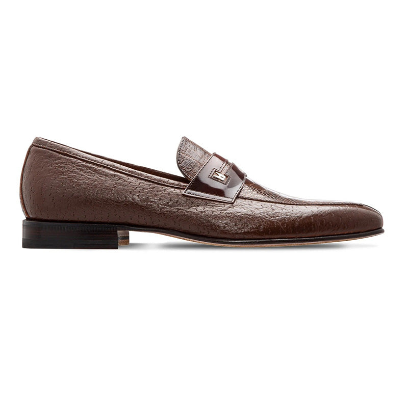 Moreschi Peccary / Ostrich Leather Loafer Dark Brown