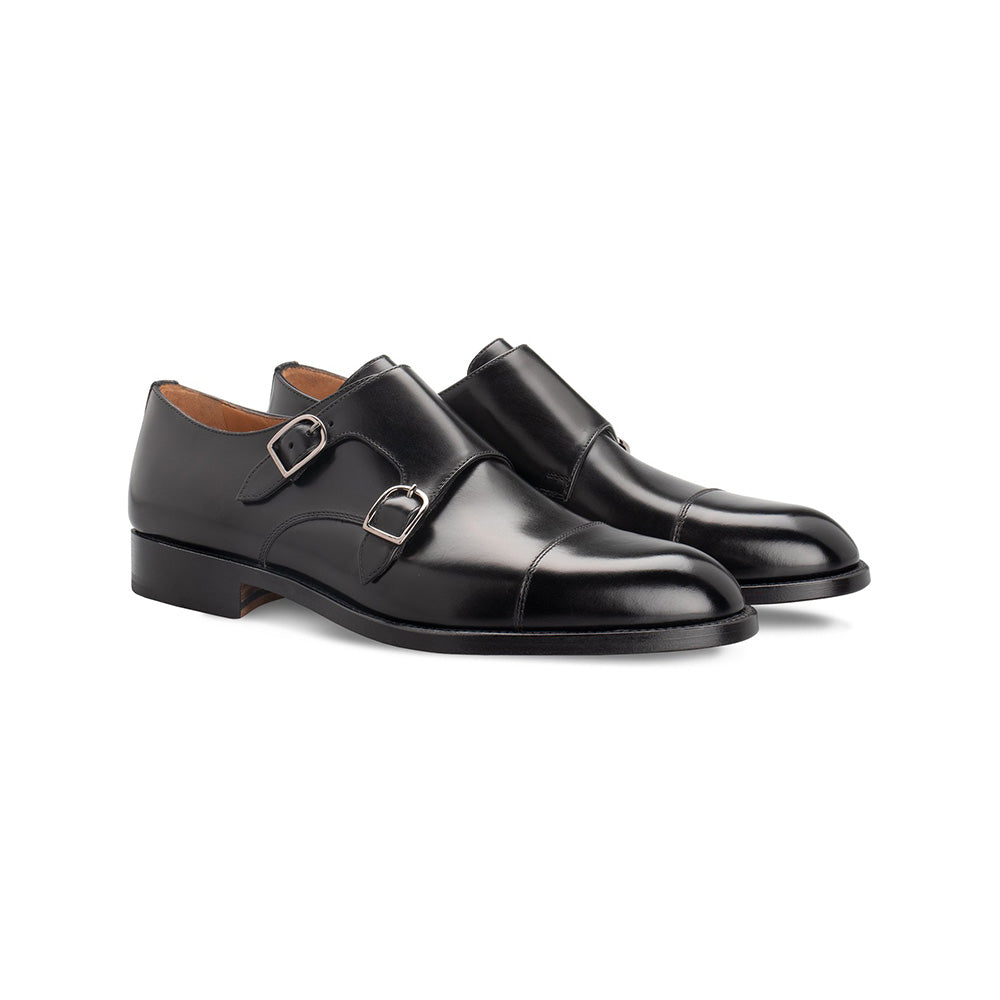 Moreschi 043814A Leather Double Monkstrap Shoes Black