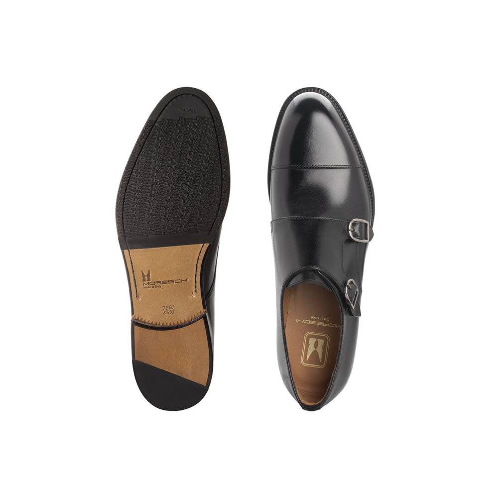 Moreschi 043814A Leather Double Monkstrap Shoes Black