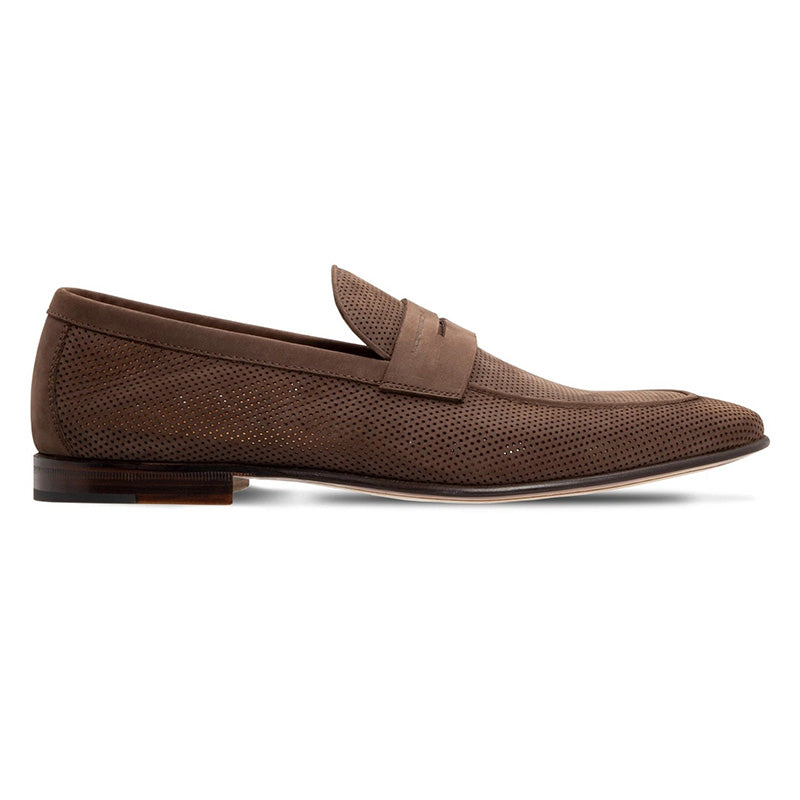 Moreschi 043848 Perforated Suede Loafer Dark Brown