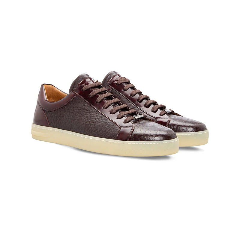 Moreschi 043850a Calfskin And Peccary Sneakers Bordeaux