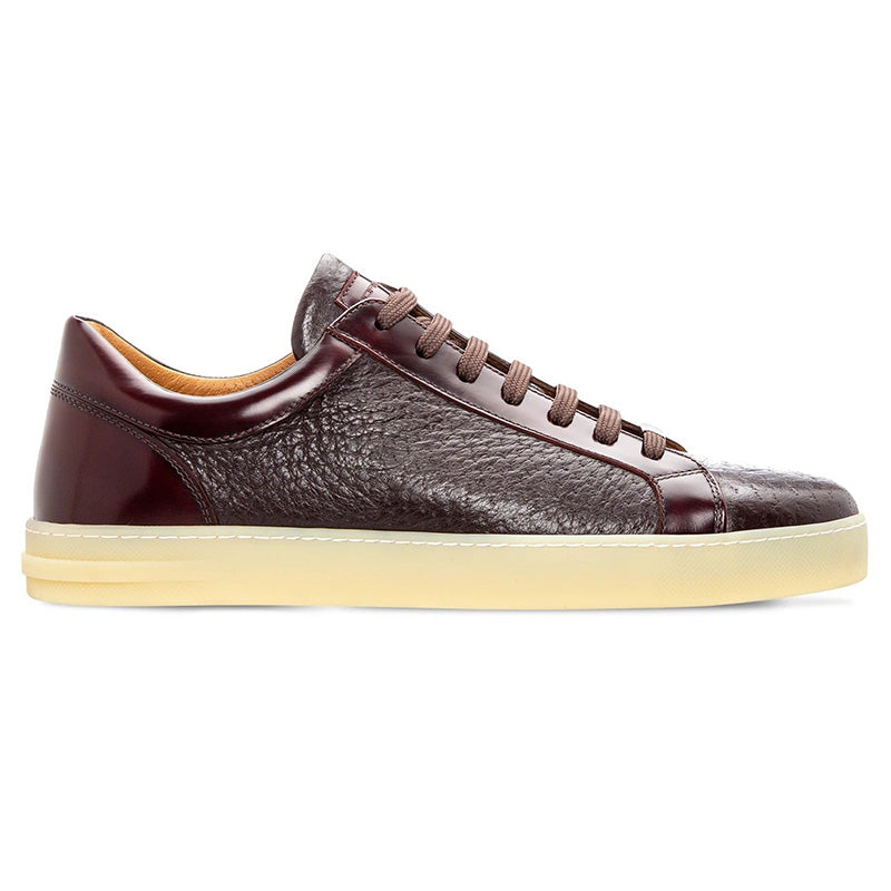 Moreschi 043850a Calfskin And Peccary Sneakers Bordeaux