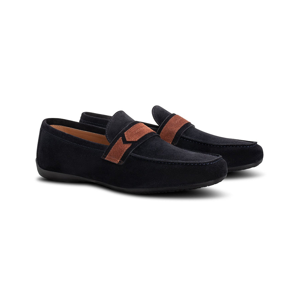 Moreschi 043940A Slip On Loafers Navy Blue / Brown