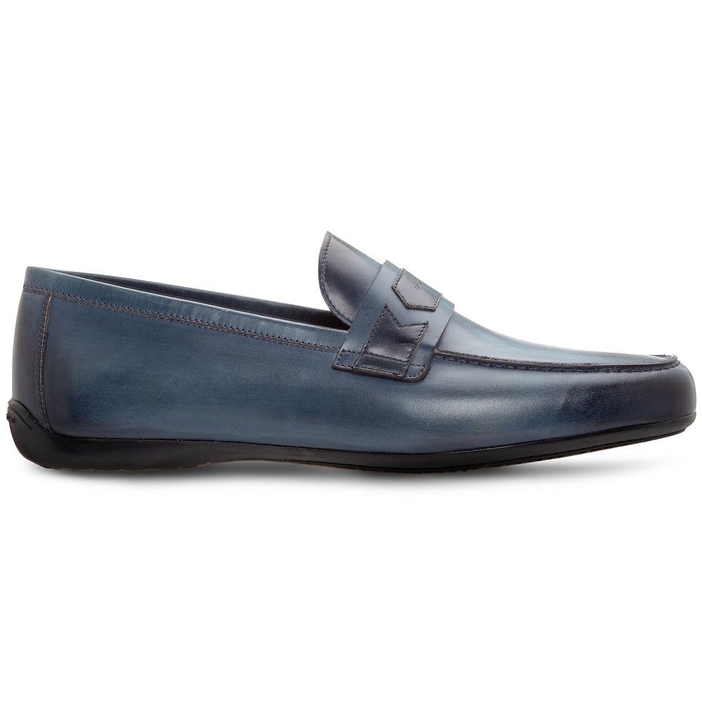 Moreschi 043940H Hand-Aged Leather Loafers Blue