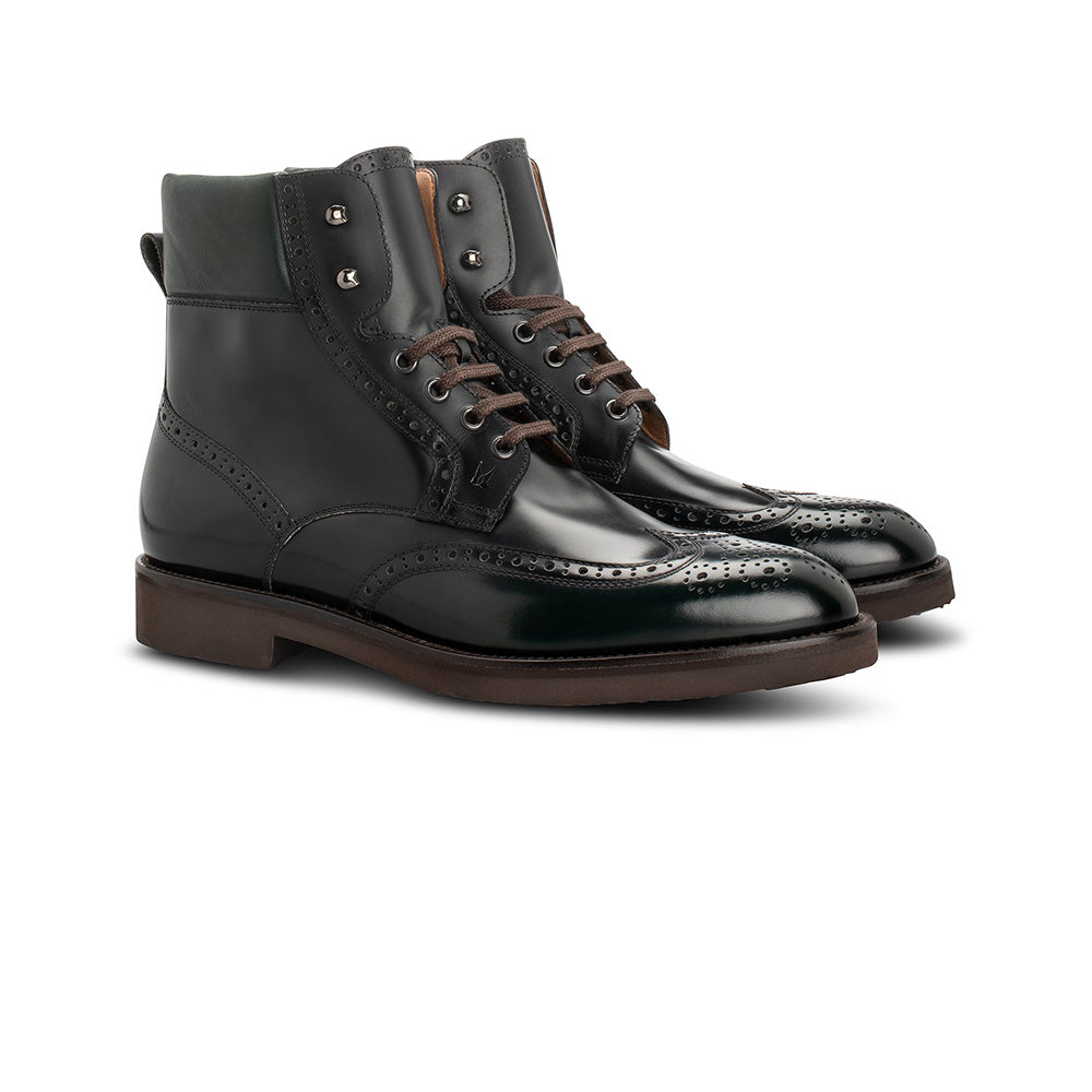 Moreschi 043941A Lace Up Boots Dark Green
