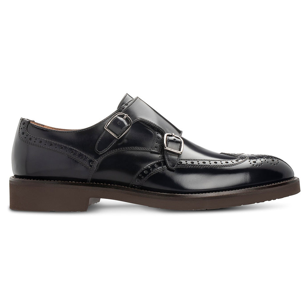 Moreschi 043942A Leather Double Monkstrap Shoes Navy Blue