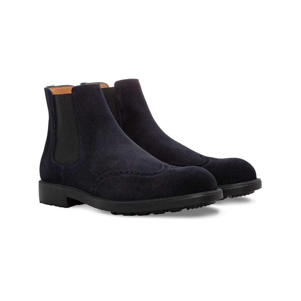 Moreschi 043952C Suede Slip-on Boots Navy Blue