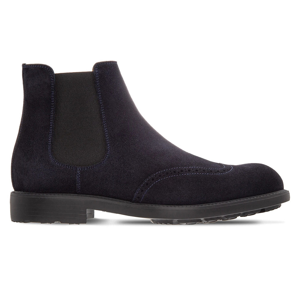 Moreschi 043952C Suede Slip-on Boots Navy Blue