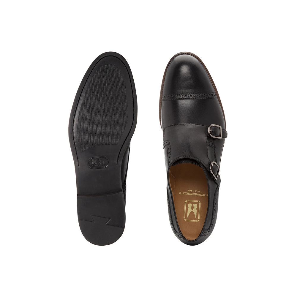 Moreschi 043955A Calfskin Double Monkstrap Shoes Black