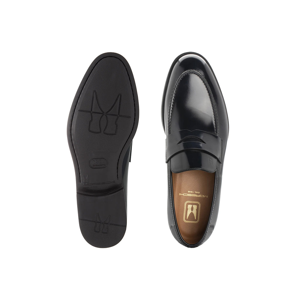Moreschi 043969A Calfskin Slip-on Loafers Navy Blue