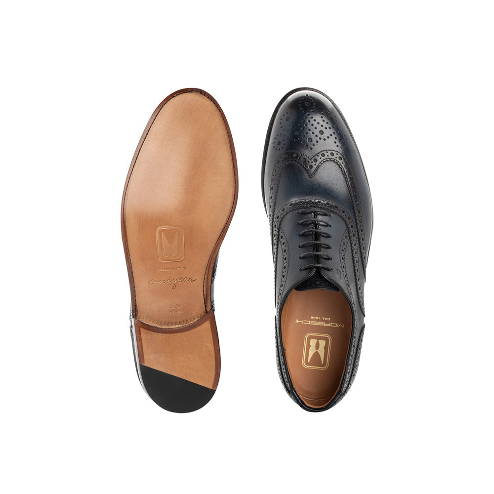 Moreschi 044001C Leather Oxford Shoes Navy Blue