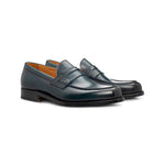 Moreschi 044002C-BS Leather Loafers Antique Petrol Blue