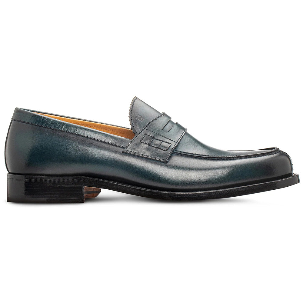 Moreschi 044002C-BS Leather Loafers Antique Petrol Blue