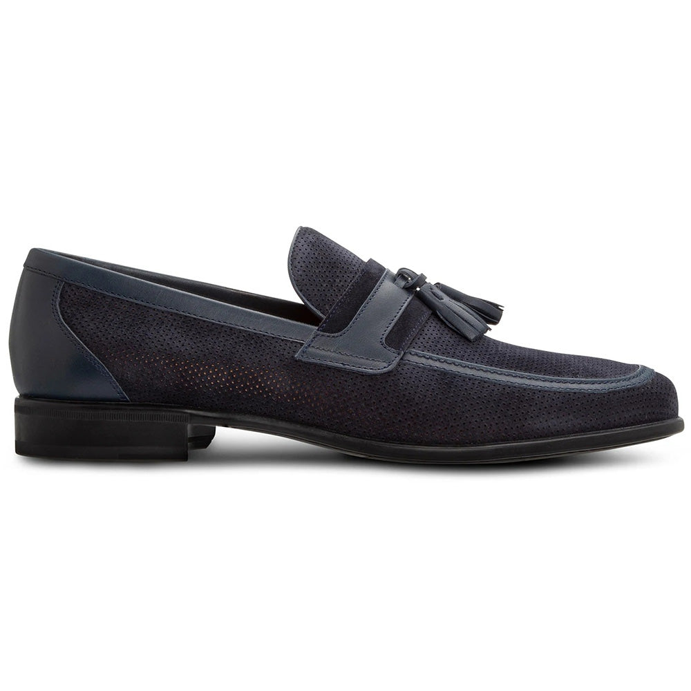 Moreschi 044059A-BS Perforated Suede Loafers Blue